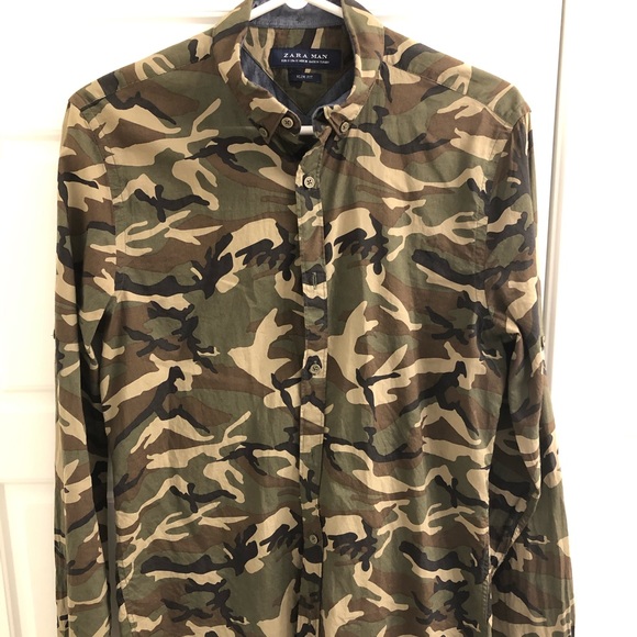 ZARA CAMO DRESS SHIRT - Picture 1 of 1